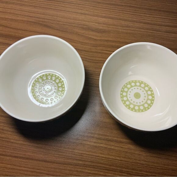 Rachael Ray 5 1/2" Circles and Dots Hand Painted Cereal Bowls Set of 2 A3 - Picture 1 of 5
